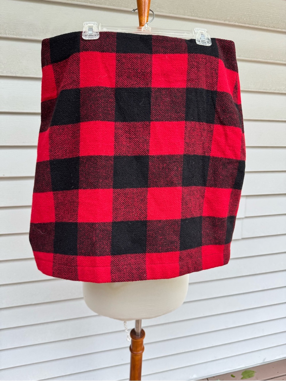 Boston Proper Buffalo Check Plaid Wool Skirt